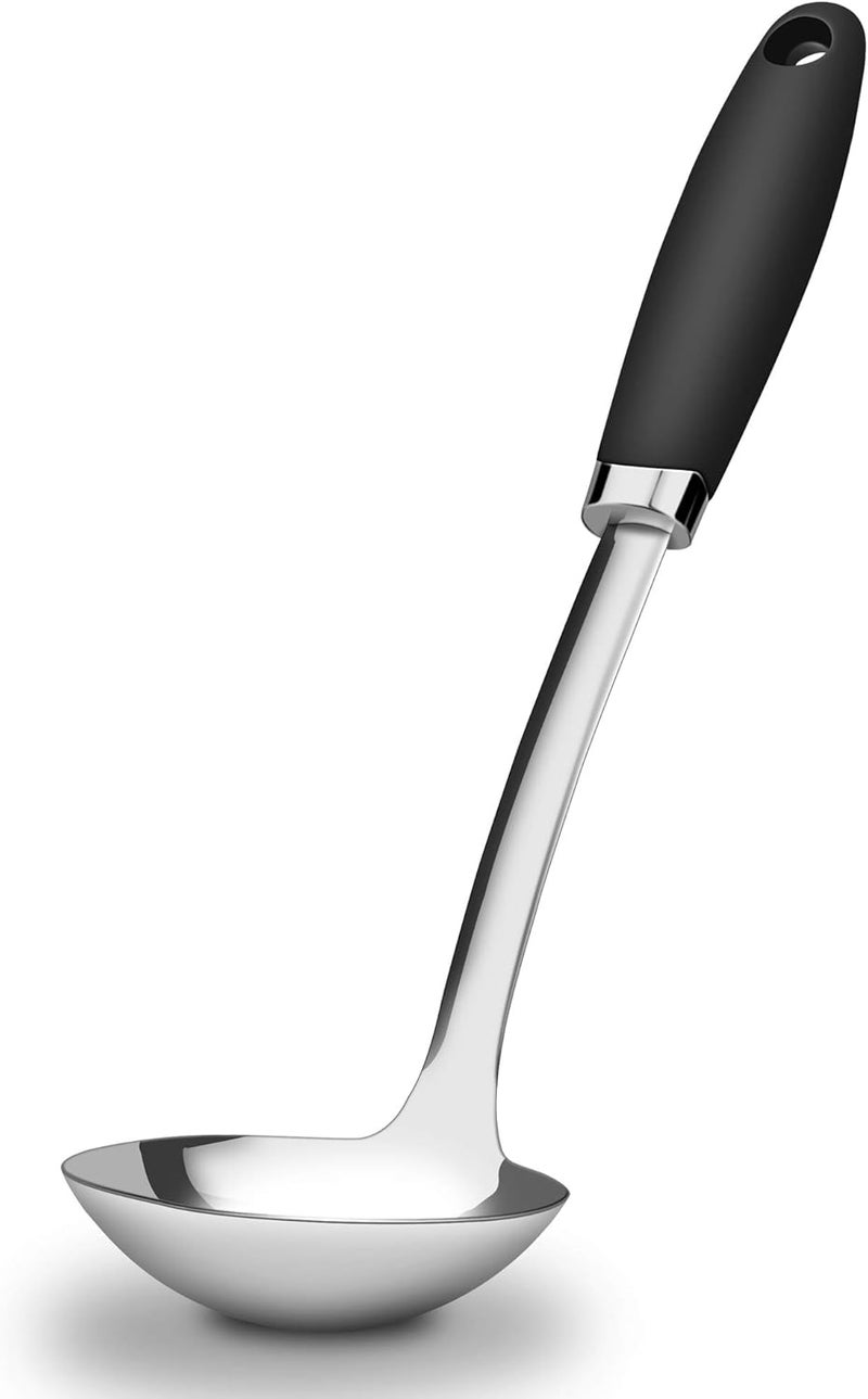 JXWING Brushed Stainless Steel Non-Slip Ergonomic Handle Ladle - Image 1